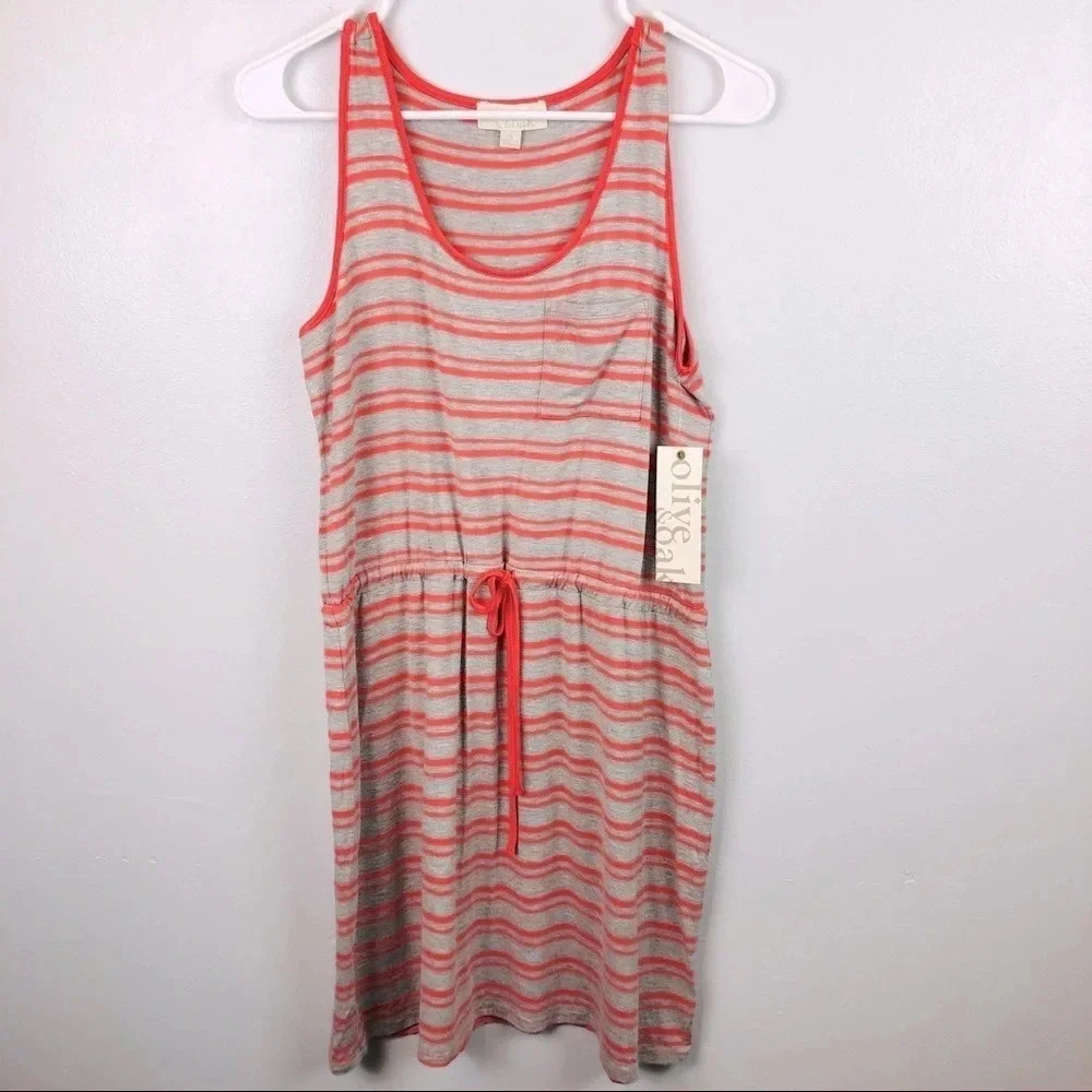 NWT‎ Olive & Oak Sleeveless Striped Waist Tie Dress